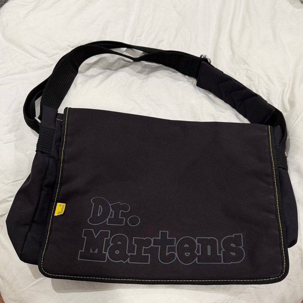 Dr. Martens Black Messenger Bag with Yellow Accent